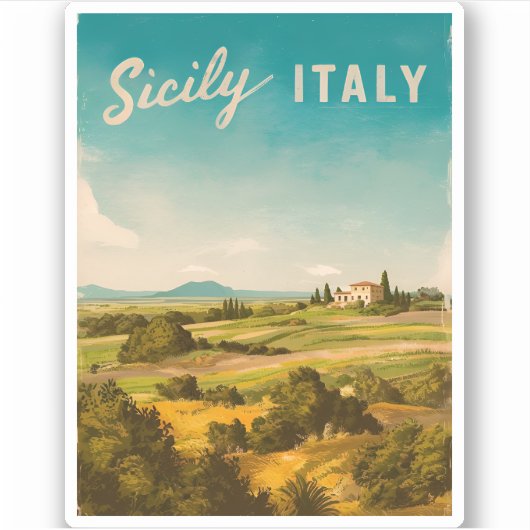 Vintage reizen Sicilië Italië Retro Schilderachtig Sticker (Voorkant)