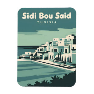 Vintage reizen sidi bou zei tunesië retro Schilder Magneet