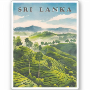 Vintage reizen Sri Lanka Ceylon thee plantage Sticker