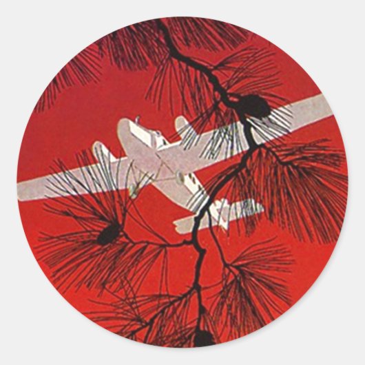 Vintage reizen Stickers vliegtuig Prop FW Wht (Voorkant)