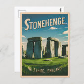 Vintage reizen Stonehenge Engeland Retro Graphic Briefkaart (Voorkant / Achterkant)