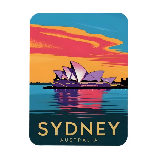 Vintage Reizen Sydney Australië Zonsondergang Schi Magneet (Verticaal)