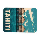 Vintage reizen Tahiti kust Retro Graphic Magneet (Horizontaal)