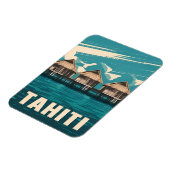 Vintage reizen Tahiti kust Retro Graphic Magneet (Linkerzijde)