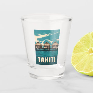 Vintage reizen Tahiti kust Retro Graphic Shot Glas