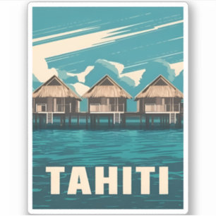 Vintage reizen Tahiti kust Retro Graphic Sticker