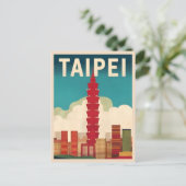 Vintage Reizen Taipei 101 Taiwan Retro Graphic Briefkaart (Staand voorkant)
