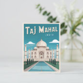Vintage reizen Taj Mahal India Retro Graphic Briefkaart (Staand voorkant)