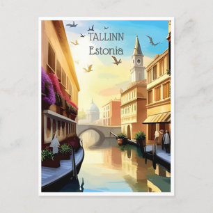 vintage reizen Tallinn Estland Estonie stad Briefkaart