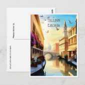 vintage reizen Tallinn Estland Estonie stad Briefkaart (Voorkant / Achterkant)