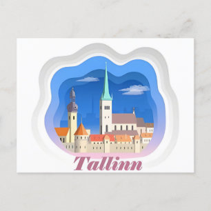 vintage reizen Tallinn Estland Estonie stad Briefkaart