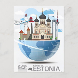 vintage reizen Tallinn Estland Estonie stad Briefkaart