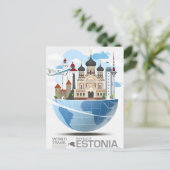 vintage reizen Tallinn Estland Estonie stad Briefkaart (Staand voorkant)