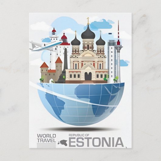 vintage reizen Tallinn Estland Estonie stad Briefkaart (Voorkant)