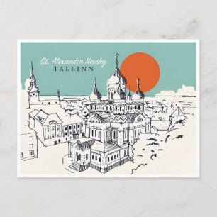 vintage reizen Tallinn Estland Estonie stad Briefkaart