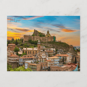 Vintage reizen Tbilisi Georgië Gebouwen Cityscape Briefkaart