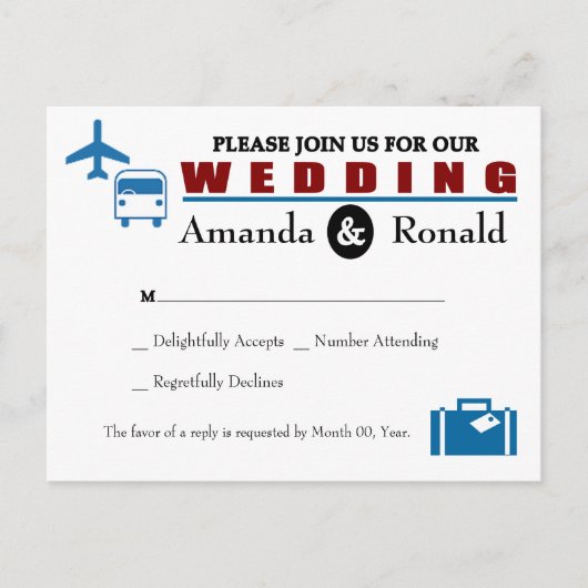Vintage Reizen Thema bruiloft RSVP Briefkaart (Voorkant)