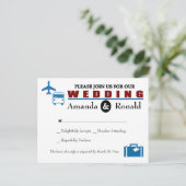Vintage Reizen Thema bruiloft RSVP Briefkaart (Staand voorkant)