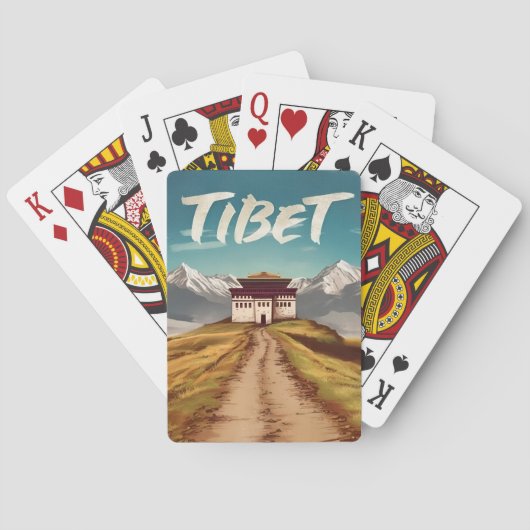 Vintage reizen Tibet Himalaya Retro Schilderachtig Pokerkaarten (Achterkant)
