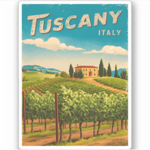 Vintage reizen Toscane Italië Retro Schilderachtig Sticker