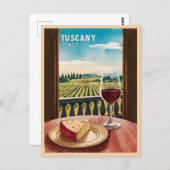 Vintage Reizen Toscane Italië Wijngaard Retro Briefkaart (Voorkant / Achterkant)