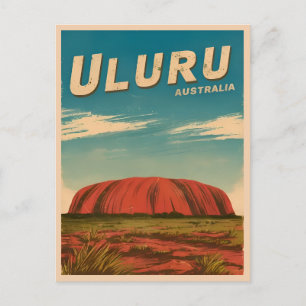 Vintage reizen Uluru Australië Retro Schilderachti Briefkaart