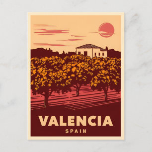Vintage Reizen Valencia Spanje Retro landschap Briefkaart