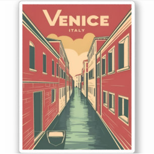 Vintage Reizen Venetië Italië Retro Graphic Sticker