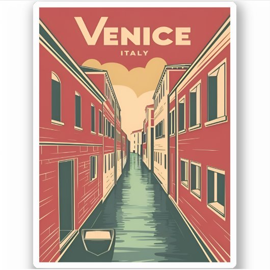 Vintage Reizen Venetië Italië Retro Graphic Sticker (Voorkant)