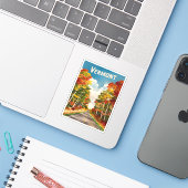 Vintage reizen Vermont rustieke landschap retro Sticker (Laptop met iPhone)