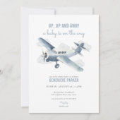 Vintage reizen vliegtuig Baby shower uitnodiging (Voorkant)