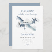 Vintage reizen vliegtuig Baby shower uitnodiging (Voorkant / Achterkant)