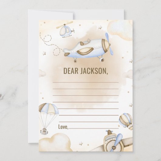 Vintage reizen vliegtuig tijd capsule Note Kaart (Voorkant)