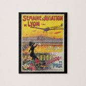 Vintage Reizen, Vliegtuigen, Lyon, Frankrijk Legpuzzel (Verticaal)