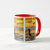 Vintage Reizen, Vliegtuigen, Lyon, Frankrijk Mok (Voorkant rechts)