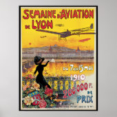 Vintage Reizen, Vliegtuigen, Lyon, Frankrijk Poster (Voorkant)