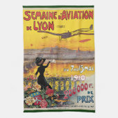 Vintage Reizen, Vliegtuigen, Lyon, Frankrijk Theedoek (Verticaal)