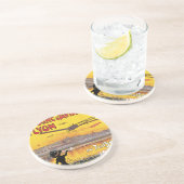 Vintage Reizen, Vliegtuigen, Lyon, Frankrijk Zandsteen Onderzetter (Zijkant)