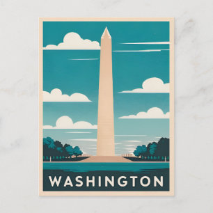 Vintage reizen Washington Monument Retro Graphic Briefkaart