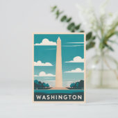 Vintage reizen Washington Monument Retro Graphic Briefkaart (Staand voorkant)