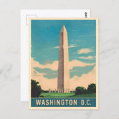 Vintage Reizen Washington Monument Retro Schildera Briefkaart (Voorkant / Achterkant)