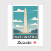 Vintage Reizen Washington Monument Retro Schildera Sticker (Vel)