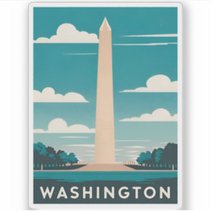 Vintage Reizen Washington Monument Retro Schildera Sticker