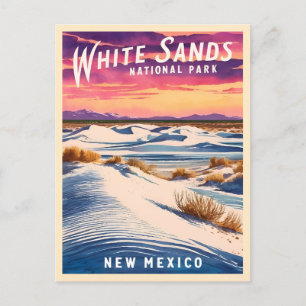 Vintage Reizen White Sands Nationaal Park Retro Briefkaart