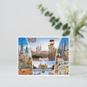 Vintage Reizen Zagreb Kroatië Cityscape retro Briefkaart (Staand voorkant)