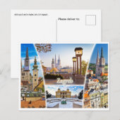 Vintage Reizen Zagreb Kroatië Cityscape retro Briefkaart (Voorkant / Achterkant)