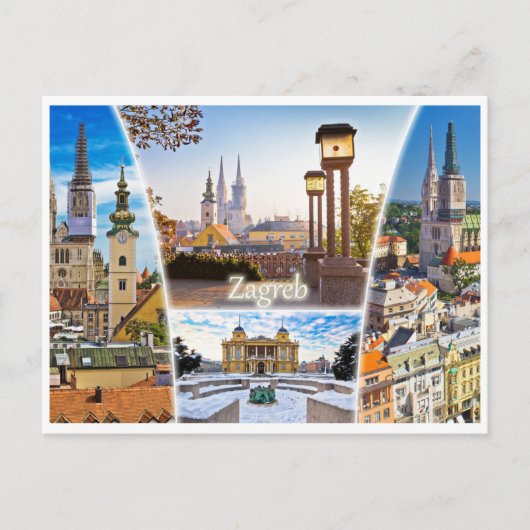 Vintage Reizen Zagreb Kroatië Cityscape retro Briefkaart (Voorkant)