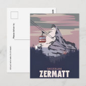Vintage reizen Zermatt ski Zwitserland retro Briefkaart (Voorkant / Achterkant)