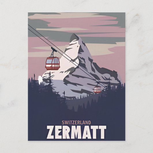 Vintage reizen Zermatt ski Zwitserland retro Briefkaart (Voorkant)