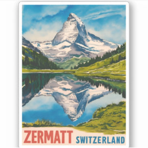 Vintage reizen Zermatt Zwitserland Matterhorn Sticker